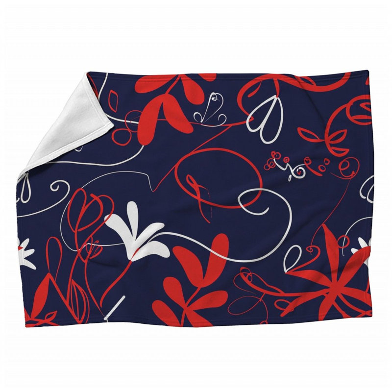 Leaf Pattern Machine Printed Throw Blanket, 50" W x 60" L