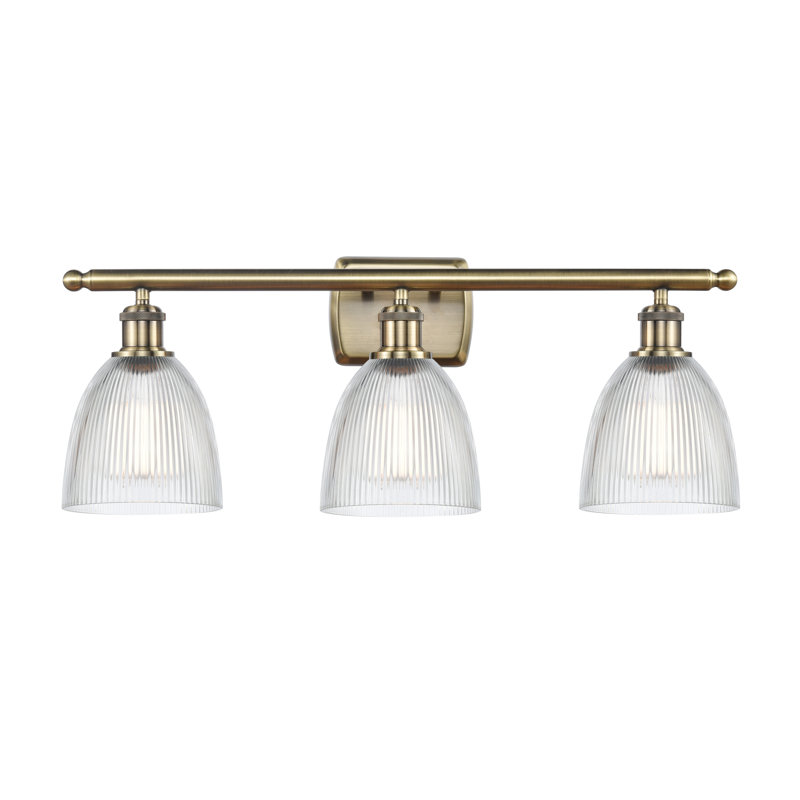 Éclairage pour meuble-lavabo en laiton antique à intensité variable Wike, Transparent, Incandescent, 3 lumières