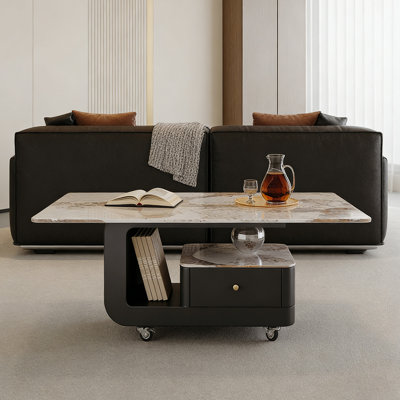 Table basse mobile avec rangement en ardoise