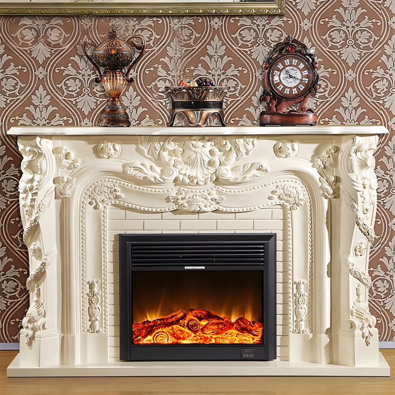 73.23"White Solid Wood Fireplace Mantel, White
