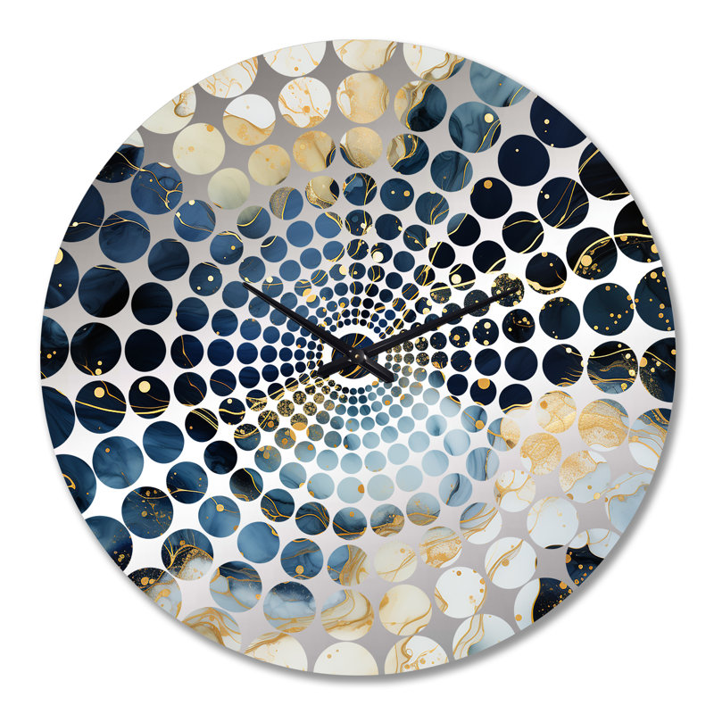 Horloge murale en marbre céleste or et bleu, Grand