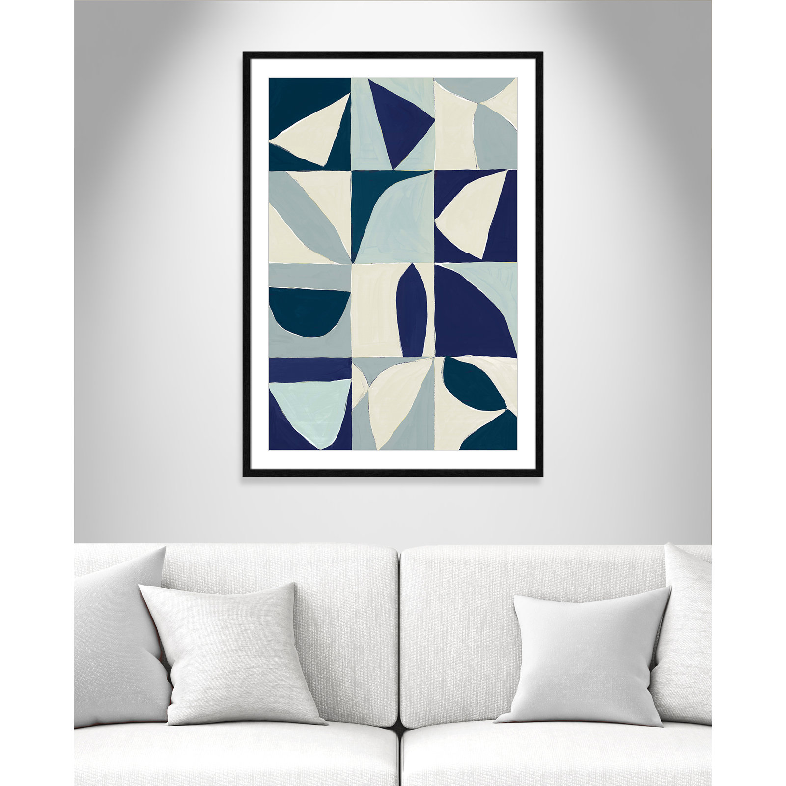 Hestia "Yellow Mayan I Blue Version" Print, 41.5" H x 29.5" W x 0.75" D, Black