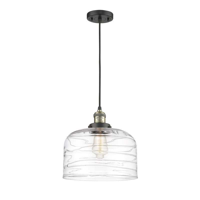 Luminaire suspendu en forme de dôme à 1 lumière Bloomburg, Laiton antique noir