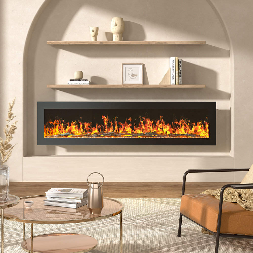 Symple Stuff Electric Fire with Charcoal and Crystal Stones