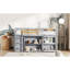 Lit mezzanine simple avec bureau et rangement, blanc, en bois d'hévéa-818634595