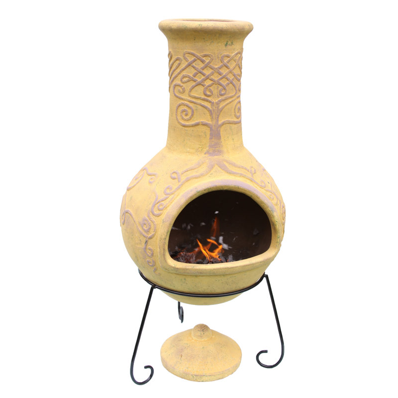 Derwyn Column Clay Smokeless Chimnea, Yellow