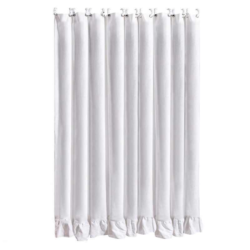 White Linen Blend Ruffled 72x72 inch Shower Curtain