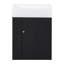 Meuble-lavabo de 20 po avec lavabo en céramique, porte à motif de losanges, poignées dorées et tablettes de rangement latérales - petit cabinet moderne avec barre à serviettes, fabrication en panneau de fibres à densité moyenne, assemblage requis-371244929