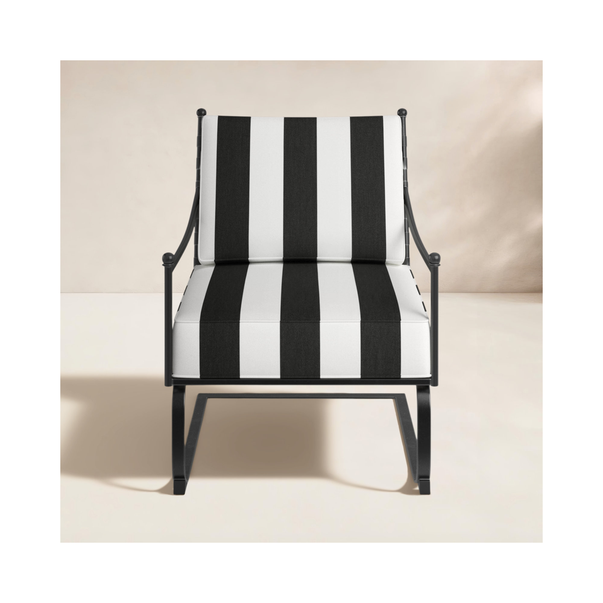 Lucier Patio Chair with SunbCushions, Cabana Classic Striped Sunbrella®