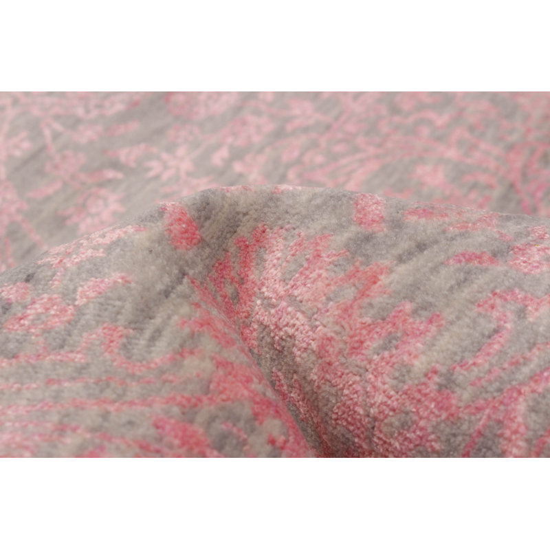Tapis rose héritage noué à la main de conception unique 6 pi 1 po x 9 pi 4 po