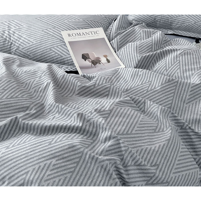 Ensemble d'édredon réversible 100% coton Kang, Édredon pour grand lit + 2 taies décoratives
