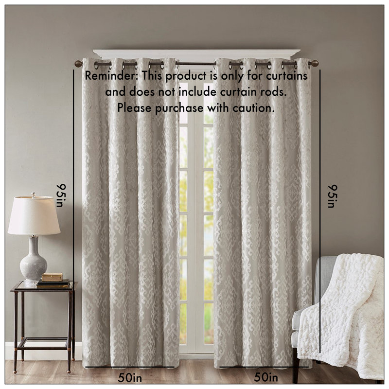 Cullie Blackout Single Curtain Panel, Silver, 50" W x 95" L