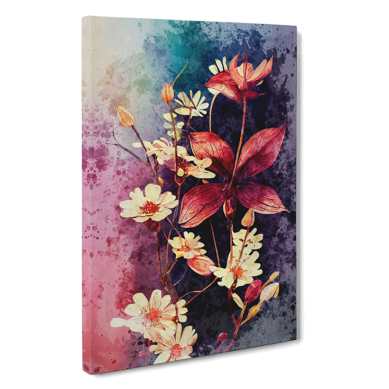 Flowers In Watercolour No.3 - Wrapped Canvas, 50cm H x 35cm W x 3cm D