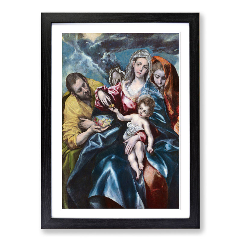 The Holy Family by El Greco - Picture Frame Painting, 36cm H x 27cm W x 2cm D, Black
