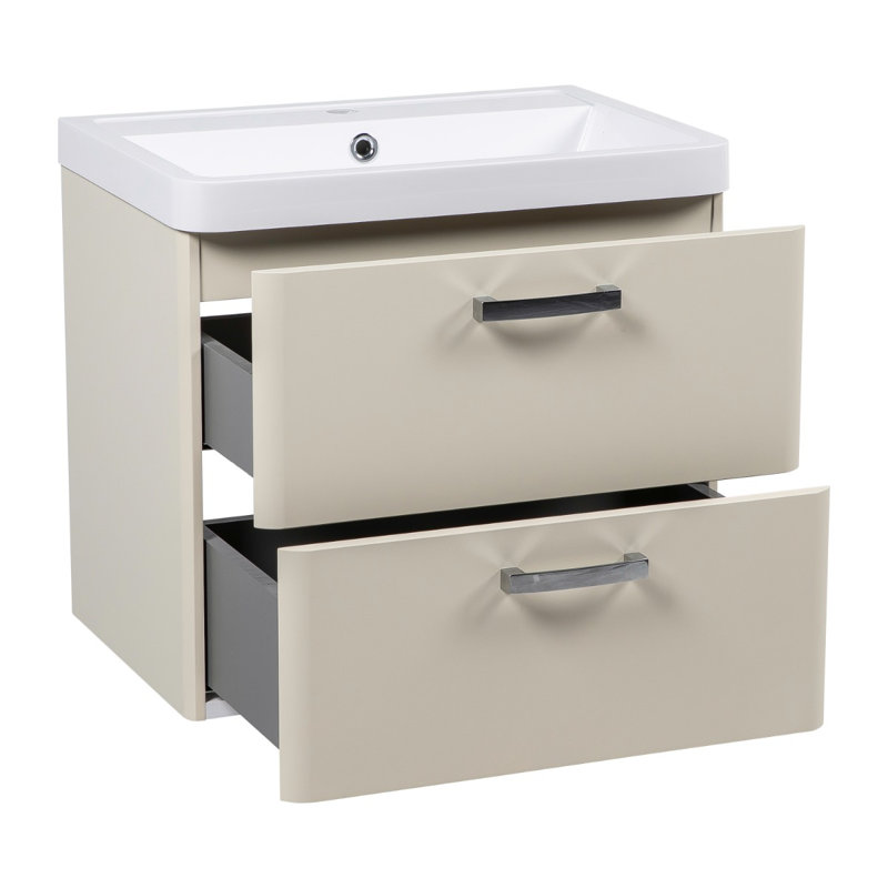 Meuble-lavabo sur pied simple avec plateau en céramique et miroir 24 po Jakkele, Beige