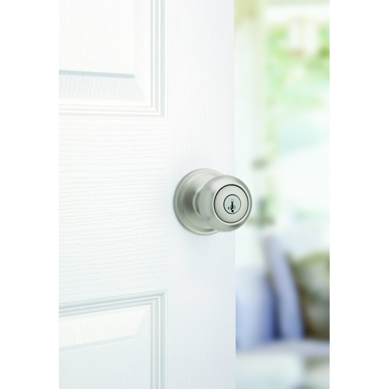 Troy 2.08'' Diameter Keyed (Entry) Round Knob, Satin Chrome