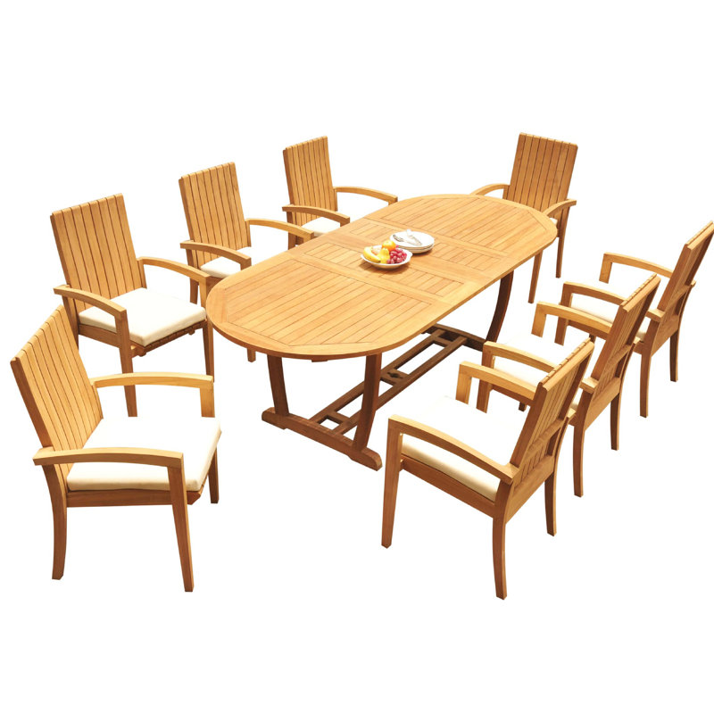 Willey Outdoor 7 - Piece Dining Set, Medium Brown, 30.5" H x 94" L x 40" W, 8