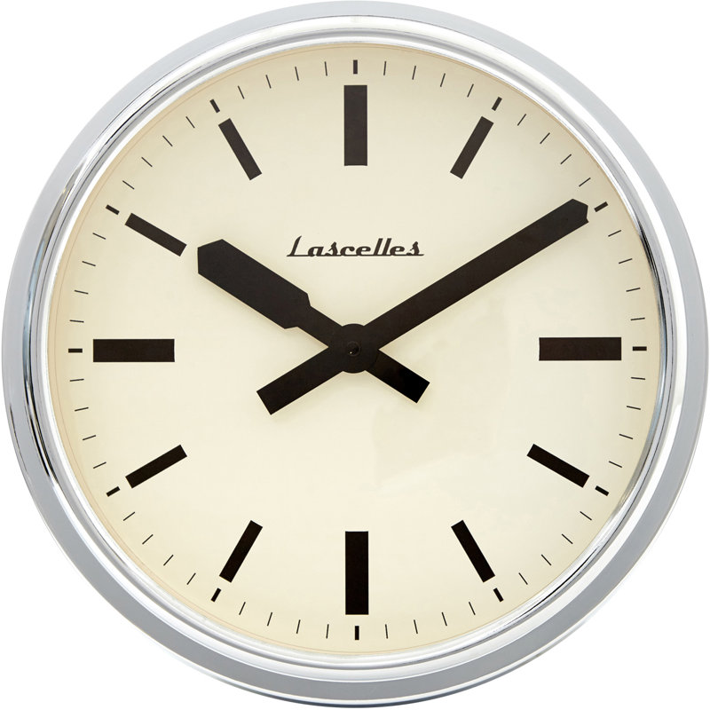 Deep Retro London dial Wall Clock in Gloss. 36cm dia. 10cm deep, Chrome