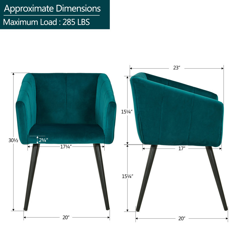 Fauteuil en velours de 20 po Sima, Atrovirens
