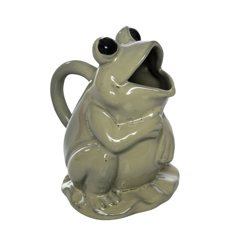 Pichet grenouille en céramique verte