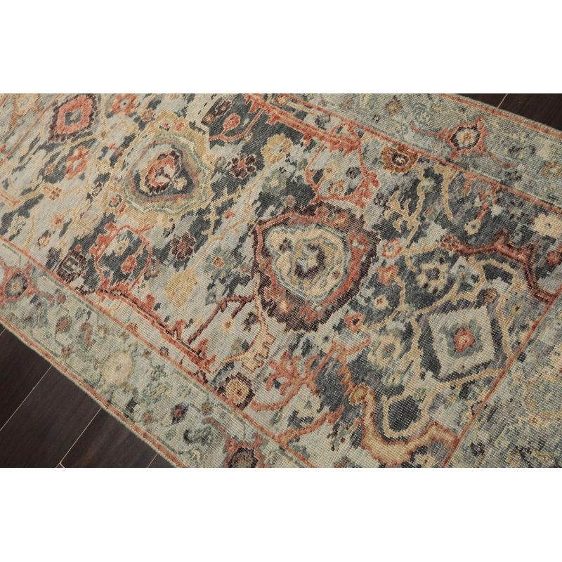 Tapis transitionnel en laine noué à la main 2 pi 10 po x 4 pi 9 po Oushak
