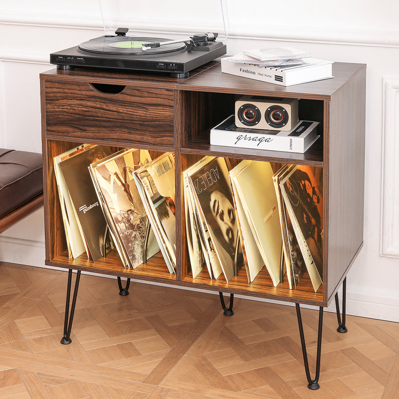 3 - Shelf Audio Rack with 3-Color RGB LED Light, Brown