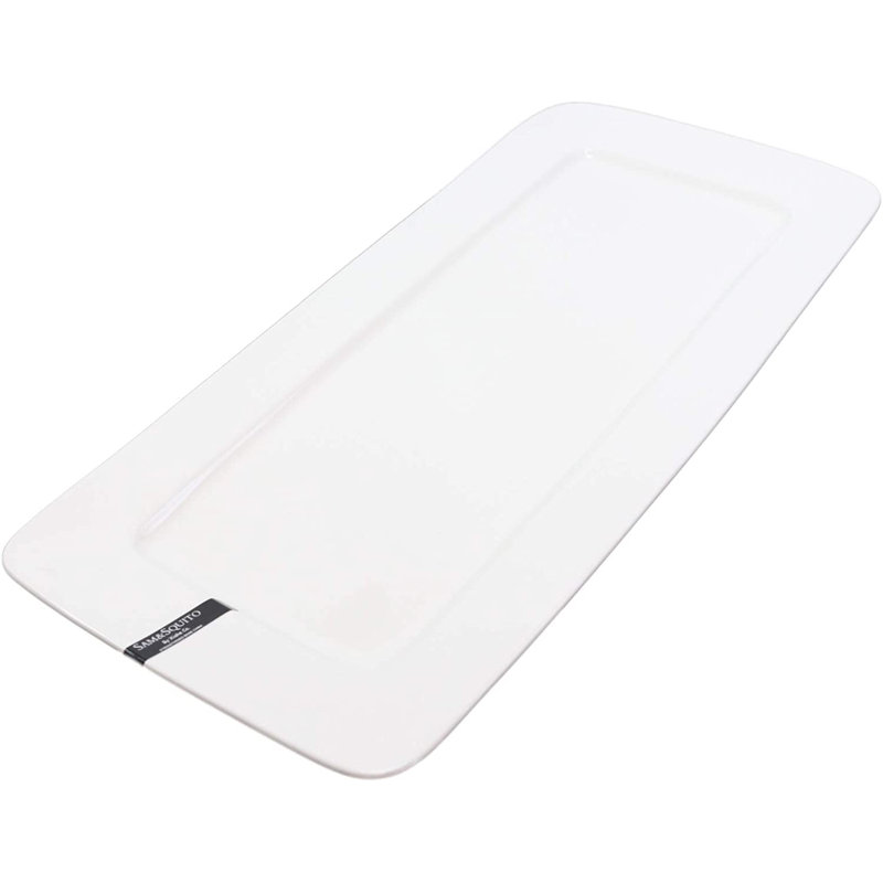 Grande assiette de service rectangulaire en porcelaine blanche naturelle Raidyn