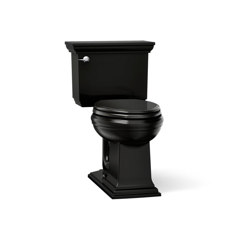 Memoirs Stately Comfort Height 1.28 GPF Elongated Two-Piece Toilet, Black Black, Left-Hand