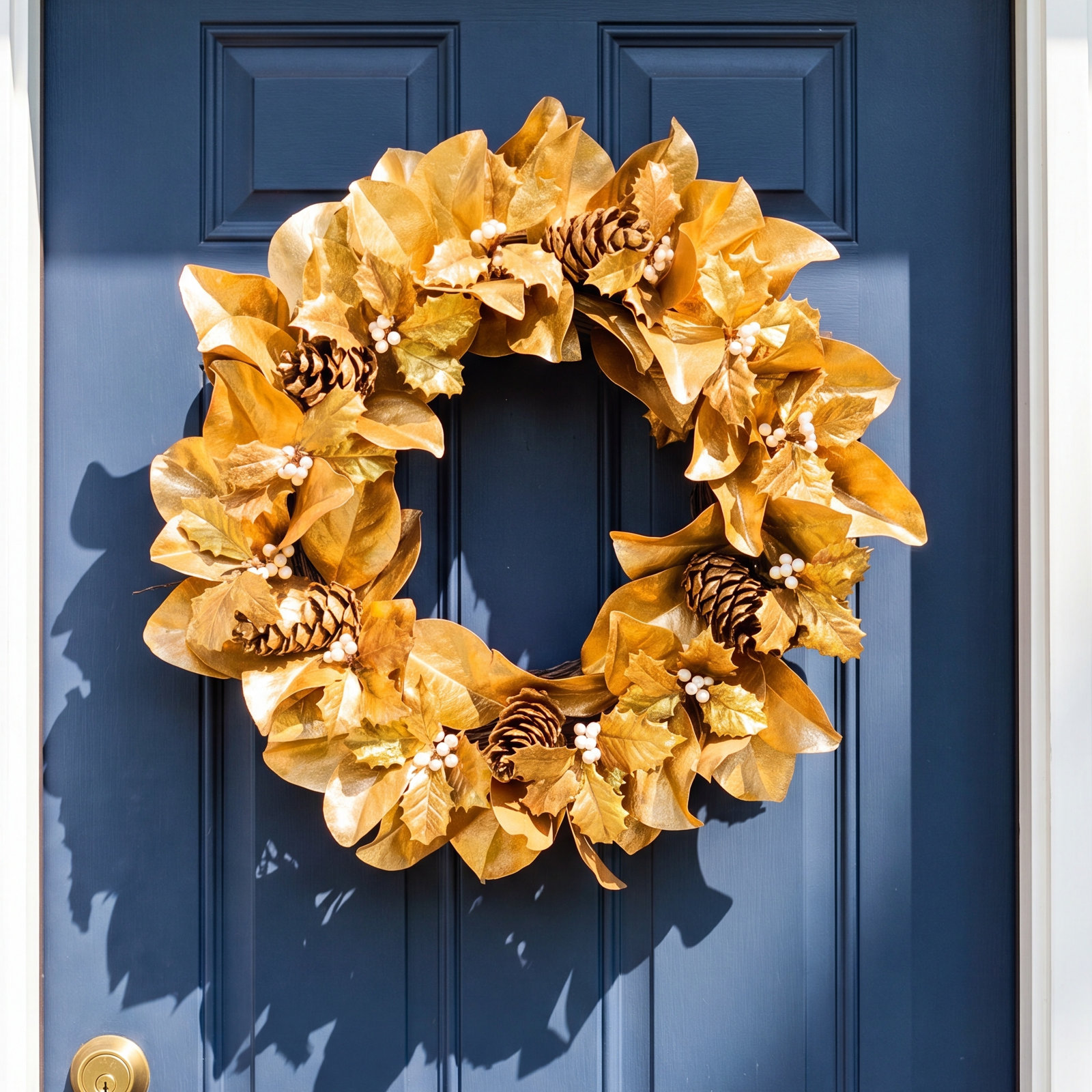 GOLDEN MAGNOLIA LEAF WREATH
