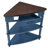 33.8'' Small Triangle Corner Table, Wood Corner Side Table For Small Spaces/ Living Room, 3 Tier End Corner Table With Solid Wood Legs, Navy Blue And Espresso Top