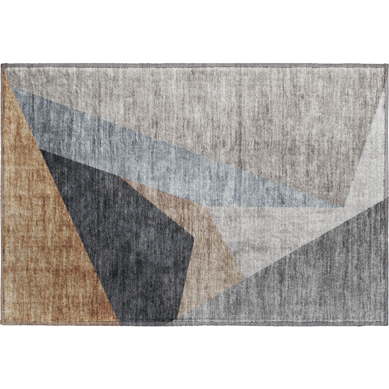 Tapis taupe Prisco lavable à la machine de qualité supérieure, Rectangle 1 pi 8 po x 2 pi 6 po