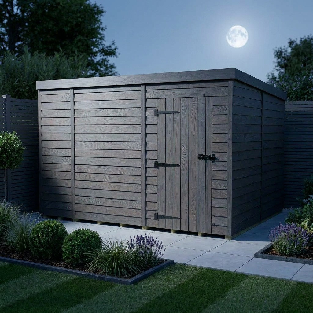 Total Sheds 9ft x 8ft Composite Pent Garden Shed - Single Door - No Windows - EPDM Rubber Roof - UK Manufactured