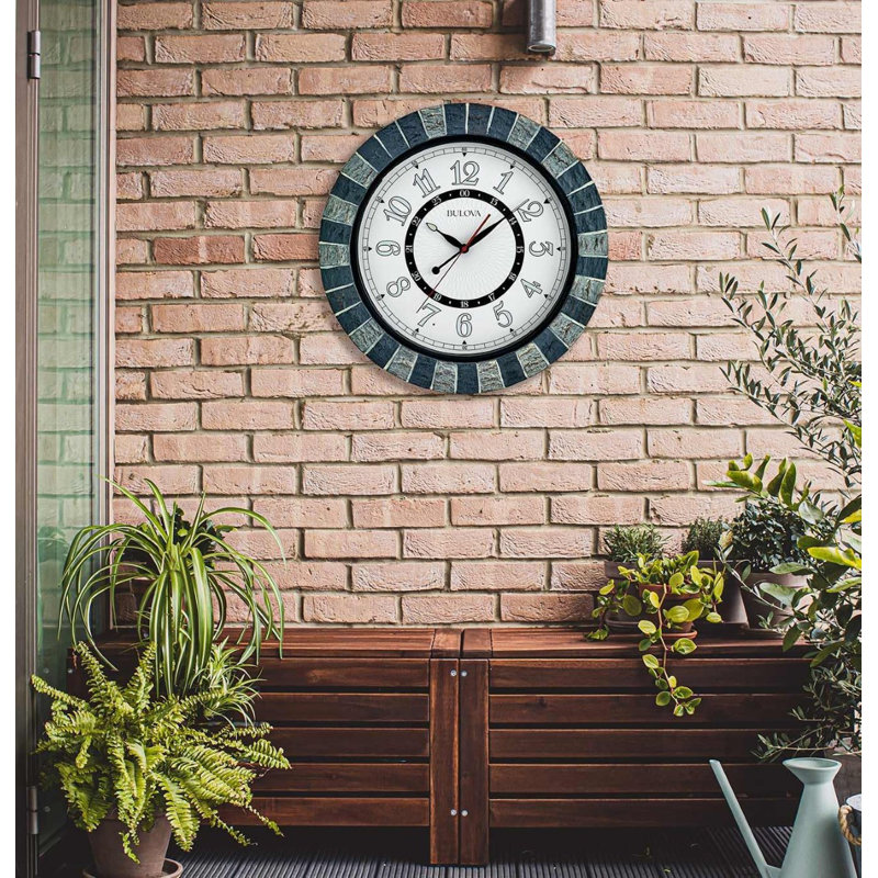 Garden Party Outdoor Wall Clock with LED Lighted Dial, C3392