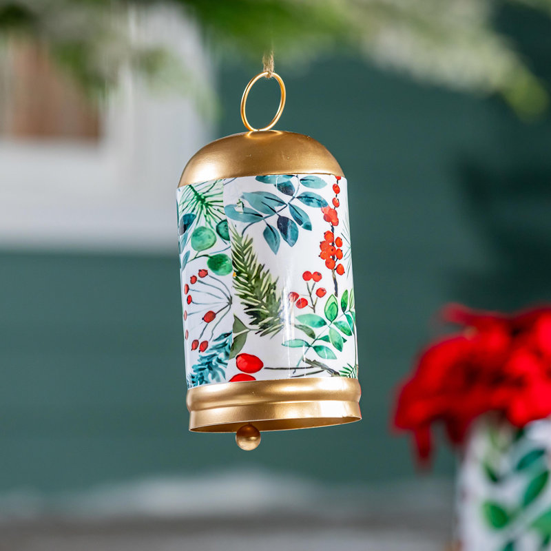 Cloche de jardin festive avec feuillage imprimé, H 10 po