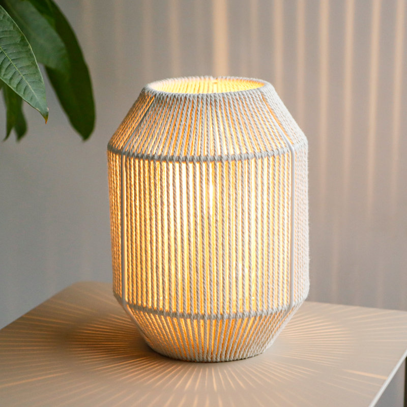 Lampe de table avec abat-jour tissé JHY DESIGN H 8,5 po en corde de coton?