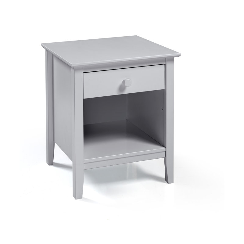 Simplicity Wooden Nightstand in Dove Grey, Bedside Table with Drawer Knobs, Metal Glides, Extra Storage, Perfect for Bedroom, Kids Furniture, Bedroom Set, Living Room, Guest Bedroom
