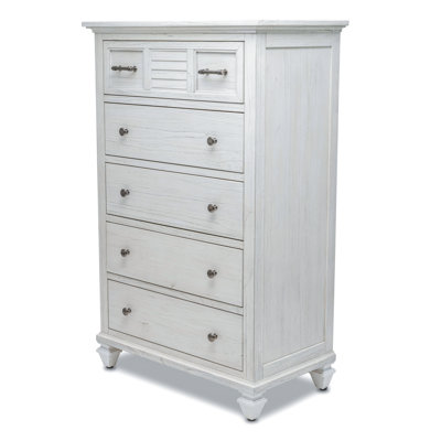 Arnesha Perfect Coastal 5 Drawer 32" W White Solid Wood Chest by Rosalind Wheeler