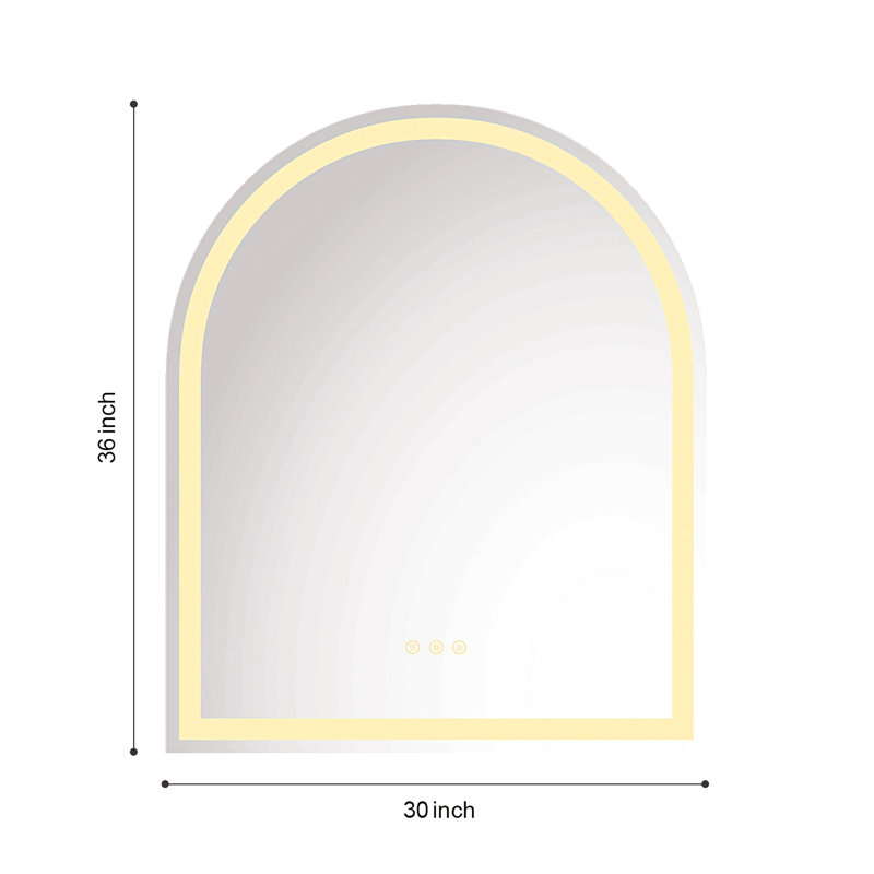 Miroir mural de salle de bain 30 * 36 avec éclairage à DEL haute luminosité + fonction anti-buée séparée + gradateur