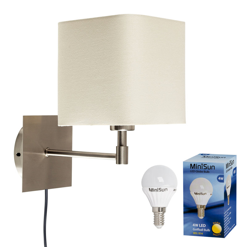 Alsfeld Plug-in Armed Sconce, Cream, No