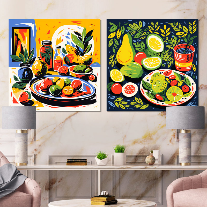 Guacamole «mexicain Food Impressionism I», impression d'art mural en métal sur 2 carrés, H 29 po x l 58 po