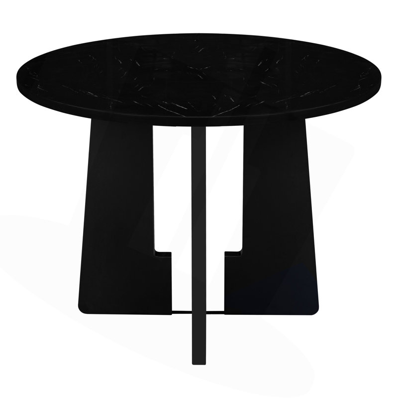 Chmura 43 Inch Round Dining Table, Black, 29.8"H x 43.3"L x 43.3"W