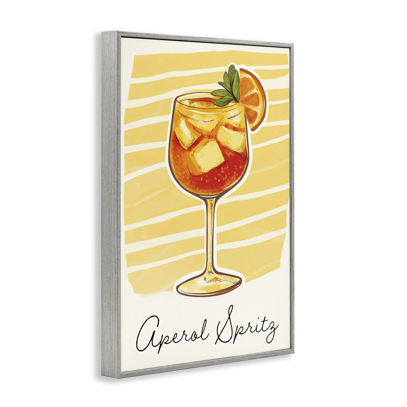 «Aperol Spirz» et giclée à rayures jaunes, design par Heidi Kuntz, 30" H x 20" W, Estampe numérique Farmhouse