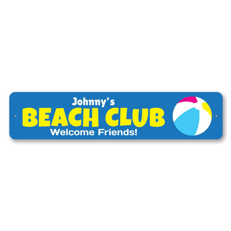 Plaque en aluminium personnalisée Beach Club, H 4 po x l 18 po x P 0,04 po