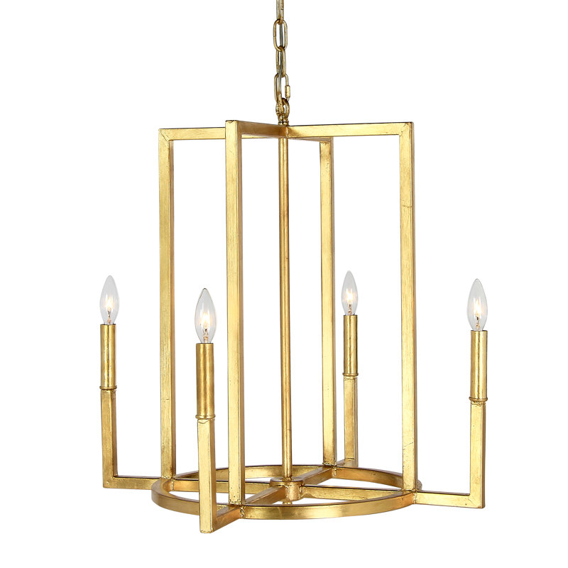 Paca 4 - Light Candle Style Classic / Traditional Chandelier, Gold Leaf, 120V