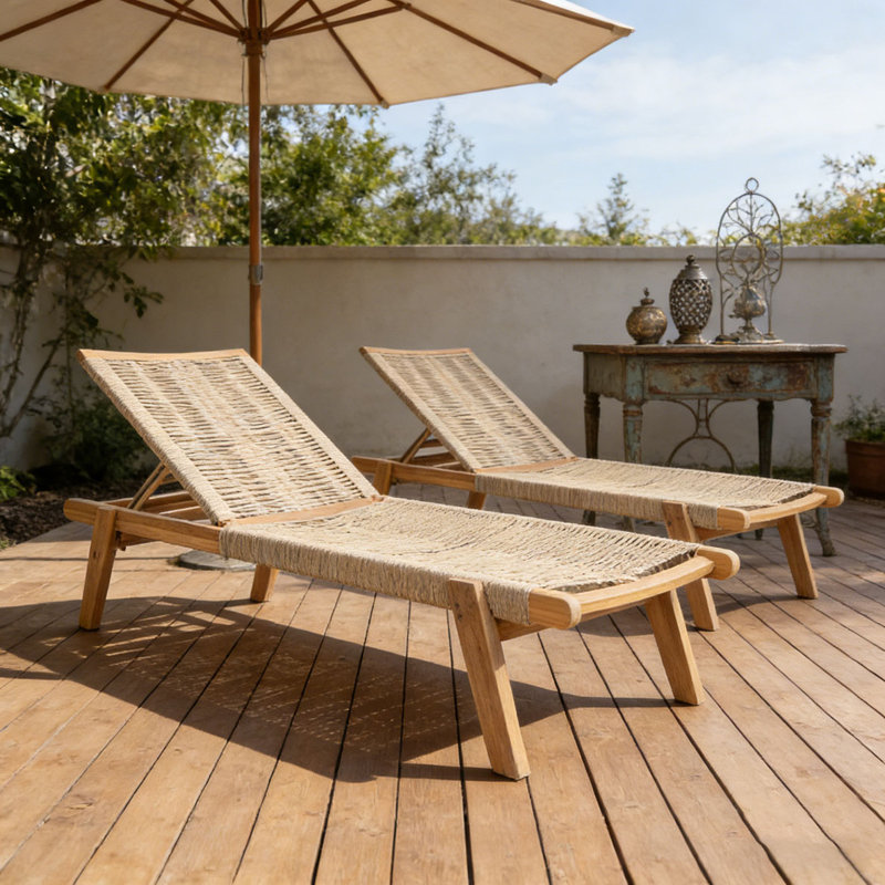 Chaise longue d'extérieur en corde