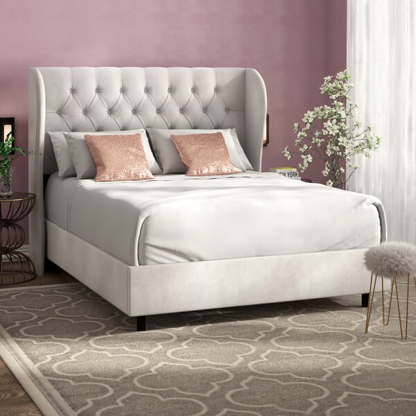 Grey Velvet Upholstered Bed – Astar Furniture