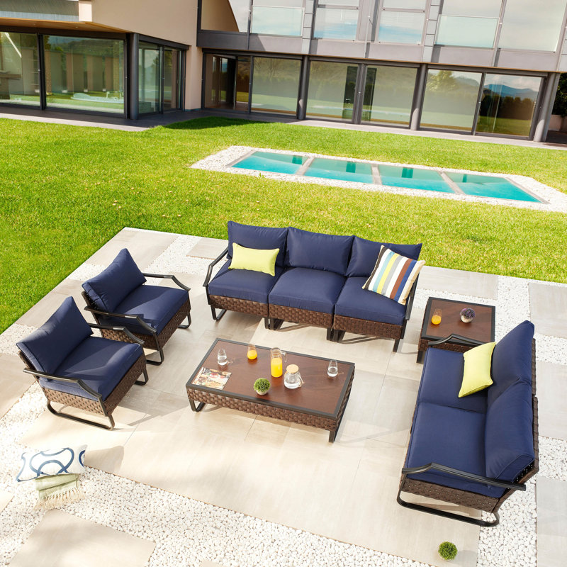 Heiman 7 - Person Patio Conversation Set with Cushions