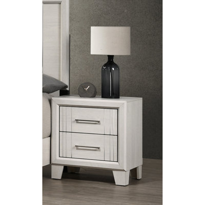 Table de chevet beige de style contemporain avec deux tiroirs spacieux, meubles en bois pour la décoration de la chambre à coucher - tiroirs à surface lisse et embellissement fonctionnel
