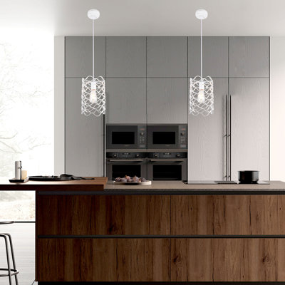 Lustre blanc moderne à 1 lumière, luminaires suspendus en spirale industriels pour îlot de cuisine