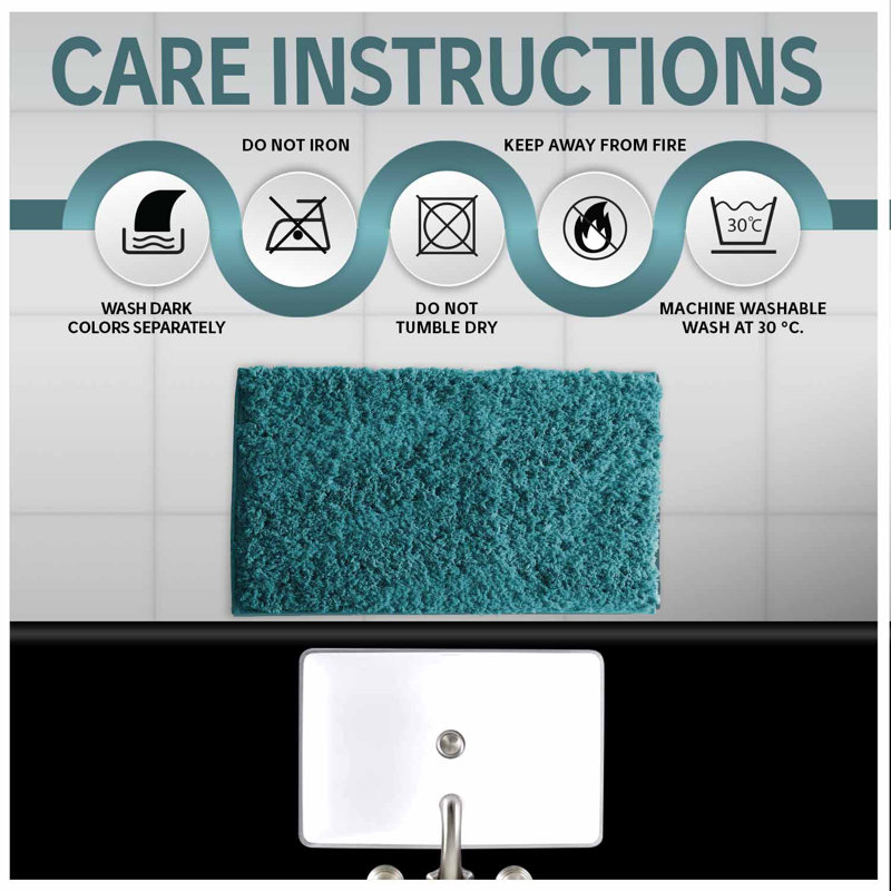 Luxury Zero Twist Bath Mat Set 2 Piece Plush Microfiber Bathroom Rug & Pedestal Mat Non Slip Absorbent Washable, Teal